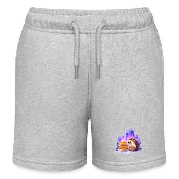 Hérisson avec des pancakes et des cristaux - Short de jogging enfant bio Stanley/Stella - gris chiné - Devant