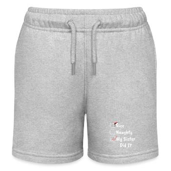 Noël Nette, ungezogene Schwester hat es gemacht, lustiges Weihnachten - Kinder Organic Joggingshorts Mini Bolter von Stanley/Stella - Grau meliert - Vorne