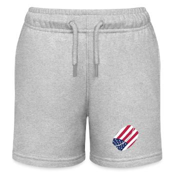 USA Flag Hockey Puck Patriotic Icey Sports Art - Kinder Organic Joggingshorts Mini Bolter von Stanley/Stella - Grau meliert - Vorne