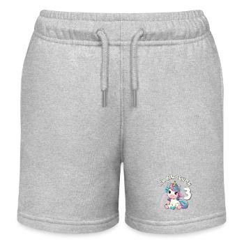 3e anniversaire licorne arc-en-ciel mignonne - Short de jogging enfant bio Stanley/Stella - gris chiné - Devant