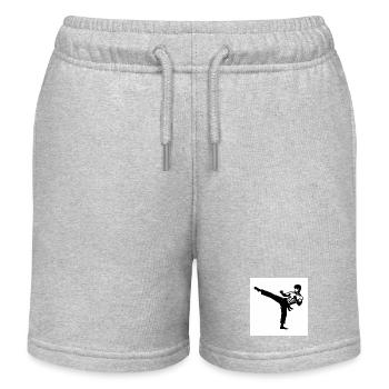 Kicking Silhouette Karate - Kids Organic Sweat Shorts by Stanley/Stella - heather grey - Front