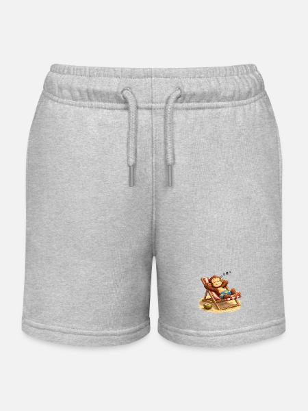 Singe du Dernier Verre Tropical sur la Plage - Short de jogging enfant bio Stanley/Stella - gris chiné