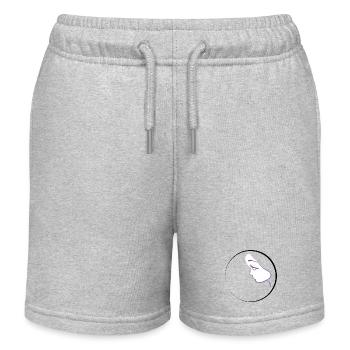 Purple female silhouette - Kids Organic Sweat Shorts by Stanley/Stella - heather grey - Front