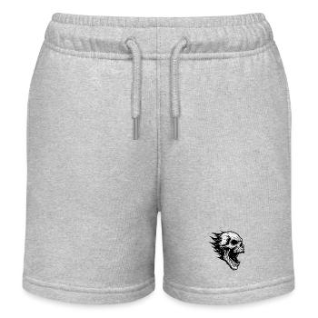 Headache at work:Flaming skull in the storm - Kids Organic Sweat Shorts by Stanley/Stella - heather grey - Front