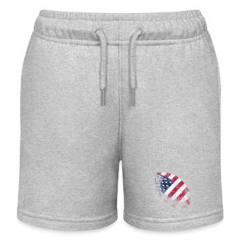 Patriotic American Flag Football Rugby Ball Art - Kids Organic Sweat Shorts by Stanley/Stella - heather grey - Front