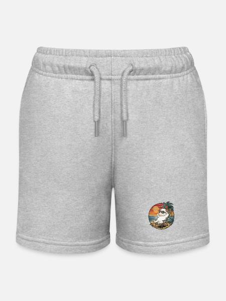 Moutons drôles sur le coucher de soleil des vacances d’été sur la plage - Short de jogging enfant bio Stanley/Stella - gris chiné