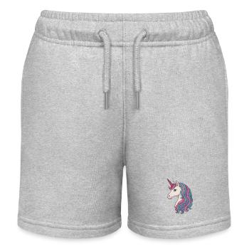 Pastel Unicorn Mane Delight - Kids Organic Sweat Shorts by Stanley/Stella - heather grey - Front