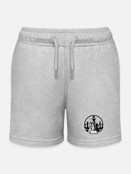 Duel d’échecs dans un motif d’échecs en noir et blanc - Short de jogging enfant bio Stanley/Stella - gris chiné