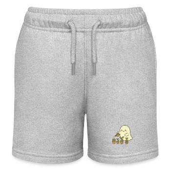 Fantôme jardinier mignon, amoureux des plantes douillettes - Short de jogging enfant bio Stanley/Stella - gris chiné - Devant