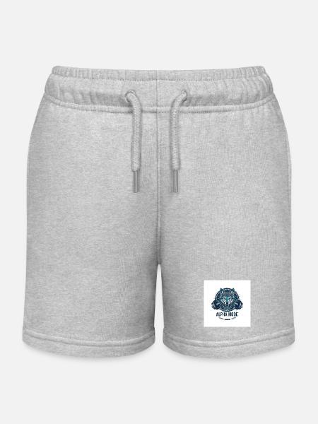 ALPHA_MODE_WOLF - Kids Organic Sweat Shorts by Stanley/Stella - heather grey
