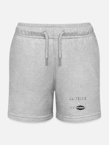 MY TRUTH > YOUR OPINION - Kids Organic Sweat Shorts by Stanley/Stella - heather grey