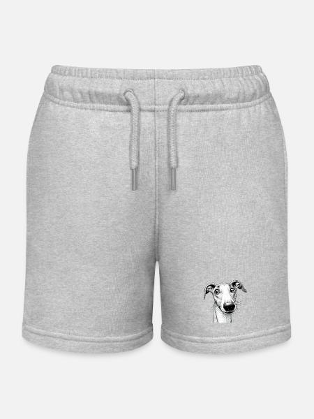 C’est quoi ? Lévrier espiègle - Short de jogging enfant bio Stanley/Stella - gris chiné