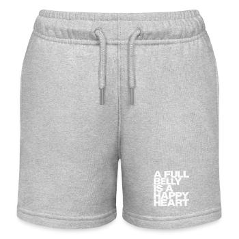 Ventre plein, cœur heureux - Short de jogging enfant bio Stanley/Stella - gris chiné - Devant