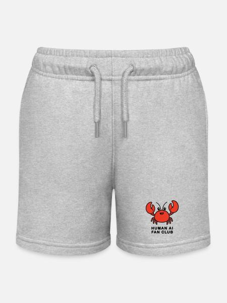 Human AI Fan Club - Kids Organic Sweat Shorts by Stanley/Stella - heather grey