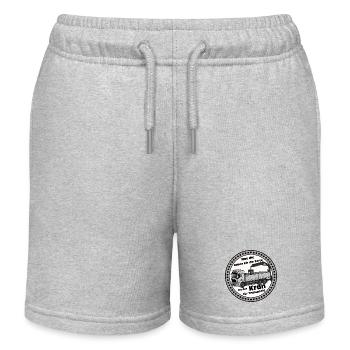 Crane Transport Saying: Cream for Cake - Kids Organic Sweat Shorts by Stanley/Stella - heather grey - Front