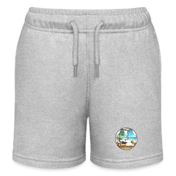 Beach Spa Penguin Animal Relaxing Art - Kids Organic Sweat Shorts by Stanley/Stella - heather grey - Front