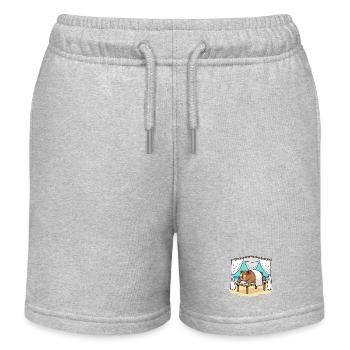 Beach Spa Bear Animal Relaxing Art - Kids Organic Sweat Shorts by Stanley/Stella - heather grey - Front
