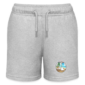 Beach Spa Corgi Dog Relaxing Art - Kids Organic Sweat Shorts by Stanley/Stella - heather grey - Front