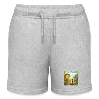 Glaubensschutz im Dino-Wunderland - Kinder Organic Joggingshorts Mini Bolter von Stanley/Stella - Grau meliert - Vorne