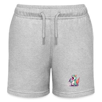 Singender Drachen-Star - Kinder Organic Joggingshorts Mini Bolter von Stanley/Stella - Grau meliert - Vorne