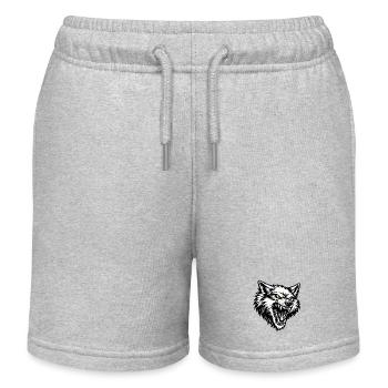 Angry Wolf Head – Aggressive Wolf Design - Kids Organic Sweat Shorts by Stanley/Stella - heather grey - Front