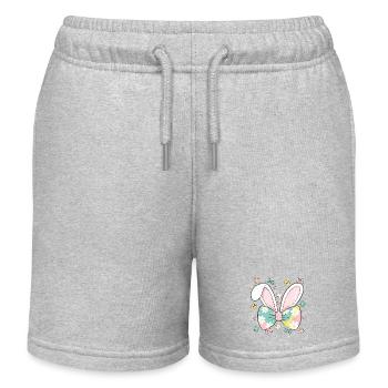 Niedliches Ostern Hasenohren mit Schleife Mädchen - Kinder Organic Joggingshorts Mini Bolter von Stanley/Stella - Grau meliert - Vorne
