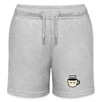 Meeting Survivor Coffee Meme Shirt - Kinder Organic Joggingshorts Mini Bolter von Stanley/Stella - Grau meliert - Vorne