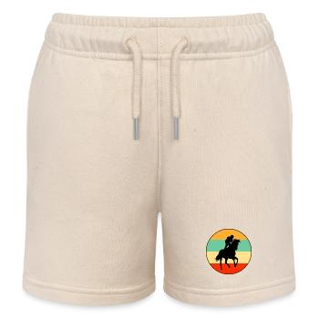 Jockey rétro de courses de chevaux Vintage Sunset Silhouett - Short de jogging enfant bio Stanley/Stella - écru doux - Devant