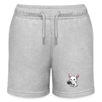 Kuschelhase mit Stachelhammer - Kinder Organic Joggingshorts Mini Bolter von Stanley/Stella - Grau meliert - Vorne