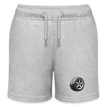Car Tire Rim Vintage Motorsport Design - Kids Organic Sweat Shorts by Stanley/Stella - heather grey - Front
