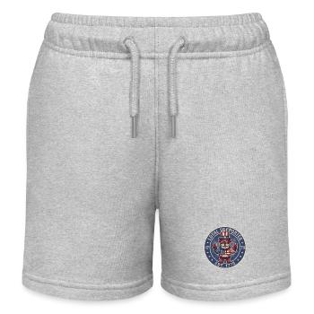 Patriotische USA Bulldogge Loyal Supporter 1776 - Kinder Organic Joggingshorts Mini Bolter von Stanley/Stella - Grau meliert - Vorne