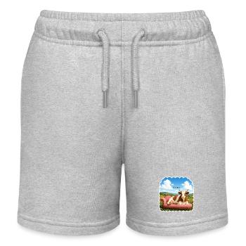 Pas aujourd’hui – Vache détendue sur le canapé - Short de jogging enfant bio Stanley/Stella - gris chiné - Devant