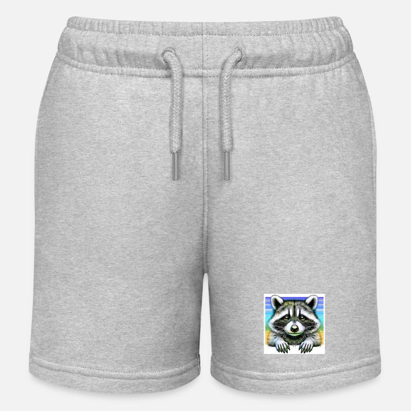Raton laveur - Short de jogging enfant bio Stanley/Stella - gris chiné