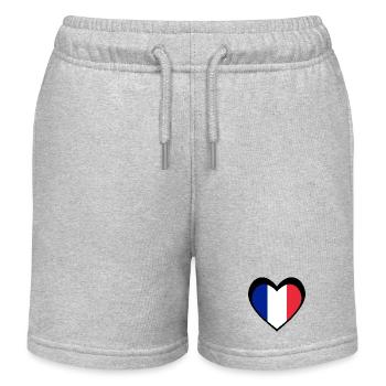 Heart French Flag Black - Kids Organic Sweat Shorts by Stanley/Stella - heather grey - Front