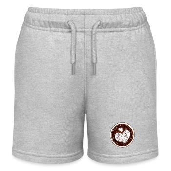 Latte Art Heart Coffee Design - Kids Organic Sweat Shorts by Stanley/Stella - heather grey - Front