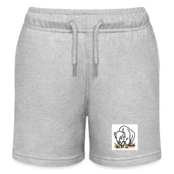 Bison auf gelbem Gras - Kinder Organic Joggingshorts Mini Bolter von Stanley/Stella - Grau meliert - Vorne