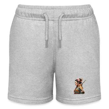 Geisha-Kriegerin mit Kirschblüten - Kinder Organic Joggingshorts Mini Bolter von Stanley/Stella - Grau meliert - Vorne