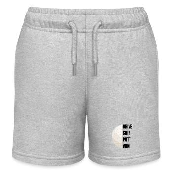 Drive Chip Putt Win - Golfslogan - Kinder Organic Joggingshorts Mini Bolter von Stanley/Stella - Grau meliert - Vorne