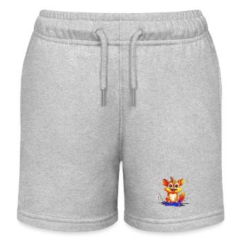 Lustiges, fröhliches Cartoon-Eichhörnchen mit Farbspritzern - Kinder Organic Joggingshorts Mini Bolter von Stanley/Stella - Grau meliert - Vorne