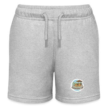Niedliche Kapybara-Familie im heißen Quell-Onsen - Kinder Organic Joggingshorts Mini Bolter von Stanley/Stella - Grau meliert - Vorne