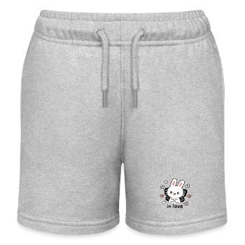 Kaninchen verliebt, umgeben von Schmetterlingen – verliebt - Kinder Organic Joggingshorts Mini Bolter von Stanley/Stella - Grau meliert - Vorne