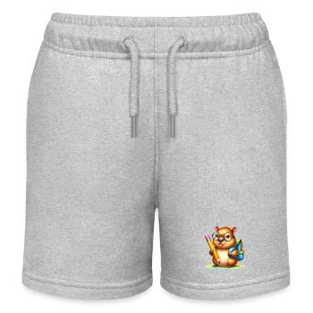 Biber mit Stift & Schulranzen zur Einschulung - Kinder Organic Joggingshorts Mini Bolter von Stanley/Stella - Grau meliert - Vorne