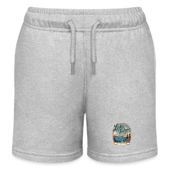 Lake Tahoe Retro Landscape - Kids Organic Sweat Shorts by Stanley/Stella - heather grey - Front