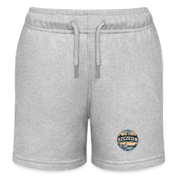 Retro Szczecin Chrobry Embankment-Abzeichen - Kinder Organic Joggingshorts Mini Bolter von Stanley/Stella - Grau meliert - Vorne