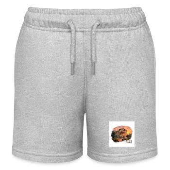 Designer Azzo - Temple en soirée - Short de jogging enfant bio Stanley/Stella - gris chiné - Devant