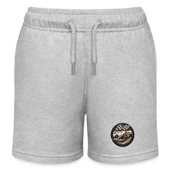 Orange formula racing car at the Race Circuit - Kids Organic Sweat Shorts by Stanley/Stella - heather grey - Front