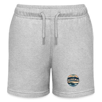 Retro Slovenia Lake Bled Badge - Kids Organic Sweat Shorts by Stanley/Stella - heather grey - Front