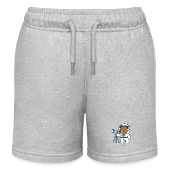 Astronaut bear at the telescope - Kids Organic Sweat Shorts by Stanley/Stella - heather grey - Front