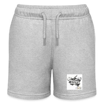 AZZO Sizilien Skizzenkarte - Kinder Organic Joggingshorts Mini Bolter von Stanley/Stella - Grau meliert - Vorne