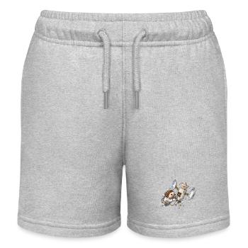 Igel Astronaut repariert Teetassen Satellit im All - Kinder Organic Joggingshorts Mini Bolter von Stanley/Stella - Grau meliert - Vorne